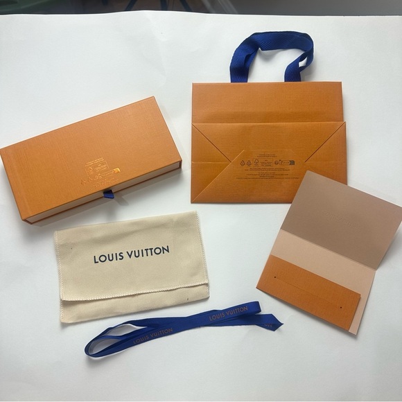 Louis Vuitton Gift Box Shopping Bag Dust Bag Ribbon and card sleeve orange blue - Picture 2 of 3